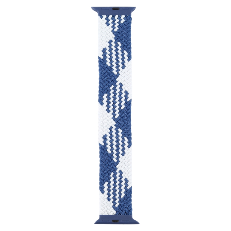 Plastic Buckle Mixed Color Nylon Braided Single Loop Watch Band For Apple Watch Ultra 49mm&Watch Ultra 2 49mm / Series 9&8&7 45mm / SE 3&SE 2&6&SE&5&4 44mm / 3&2&1 42mm, Size:L(Checkered Blue White)