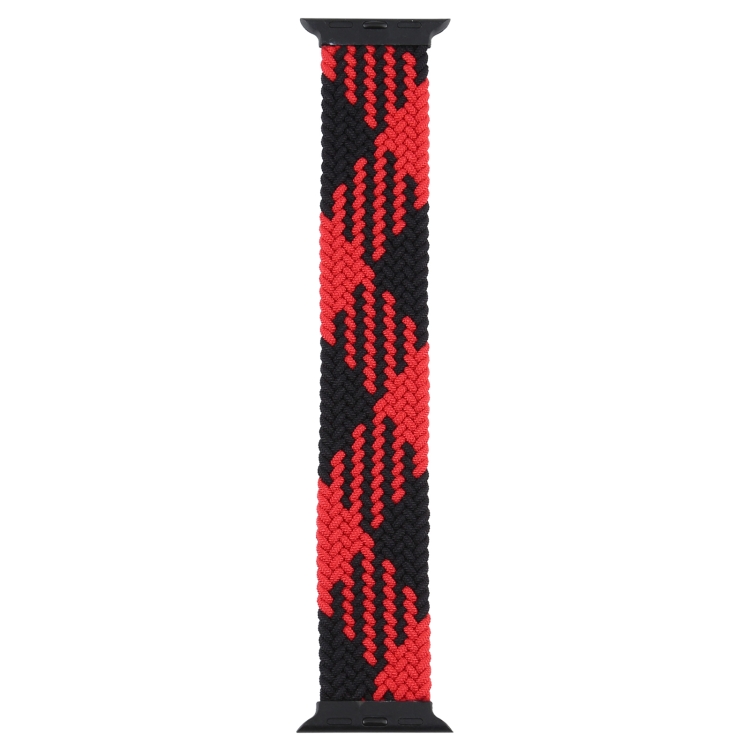 Plastic Buckle Mixed Color Nylon Braided Single Loop Watch Band For Apple Watch Ultra 49mm&Watch Ultra 2 49mm / Series 9&8&7 45mm / SE 3&SE 2&6&SE&5&4 44mm / 3&2&1 42mm, Size:M(Checkered Red Black)