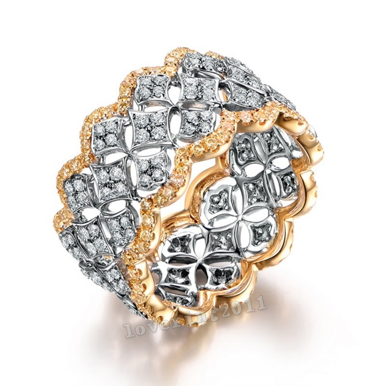 Plated Color Micro Set Ring Luxury Diamond Gold Wedding ring Size:10