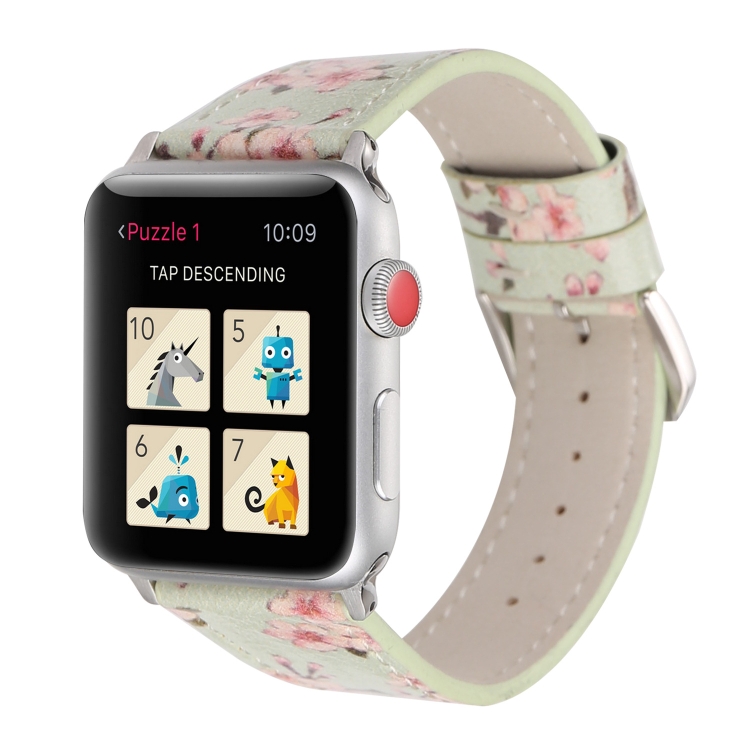 Plum Series Leather Watch Band For Apple Watch Ultra 49mm&Watch Ultra 2 49mm / Series 9&8&7 45mm / SE 3&SE 2&6&SE&5&4 44mm / 3&2&1 42mm(Green)