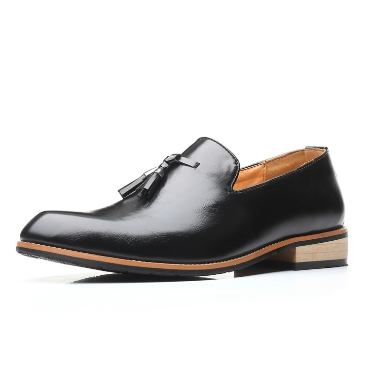 Pointed British Men Dress Shoes Soft Rubber Sole Shoes Wedding Shoes, Size:42(Black)