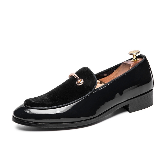 Pointed Set Men Leather Shoes, Size:48(Black)