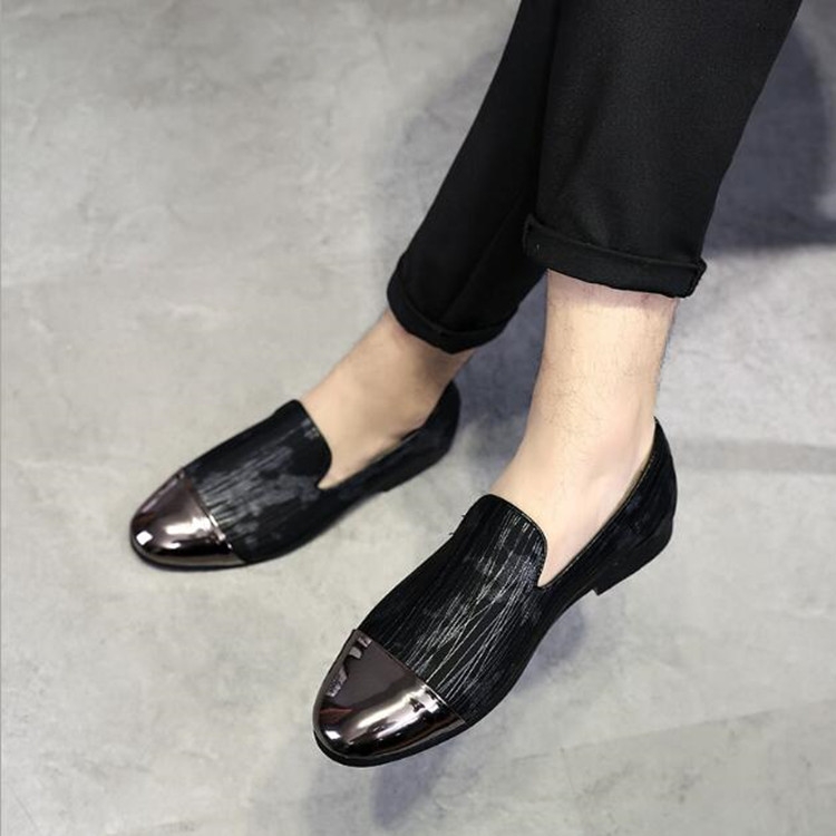 Pointy Lazy Set Foot Nightclub Men British Leather Shoes, Size:42(Black โ
ข)