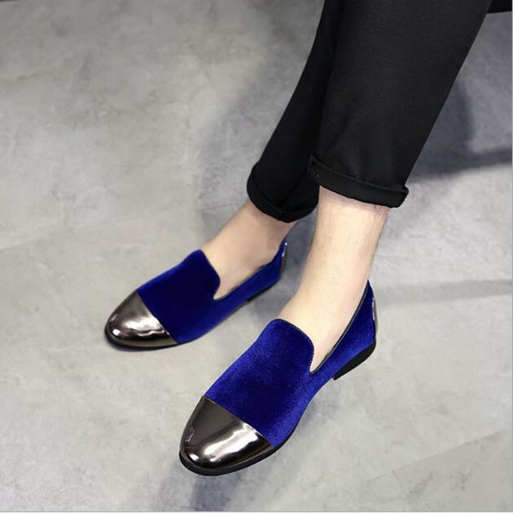Pointy Lazy Set Foot Nightclub Men British Leather Shoes, Size:42(Blue โ
ก)