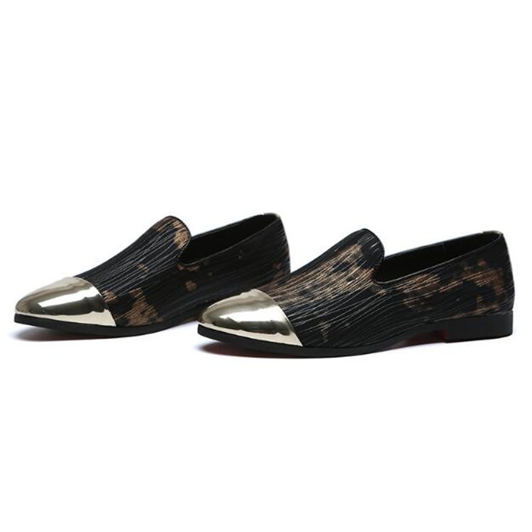 Pointy Lazy Set Foot Nightclub Men British Leather Shoes, Size:42(Gold โ
ข)