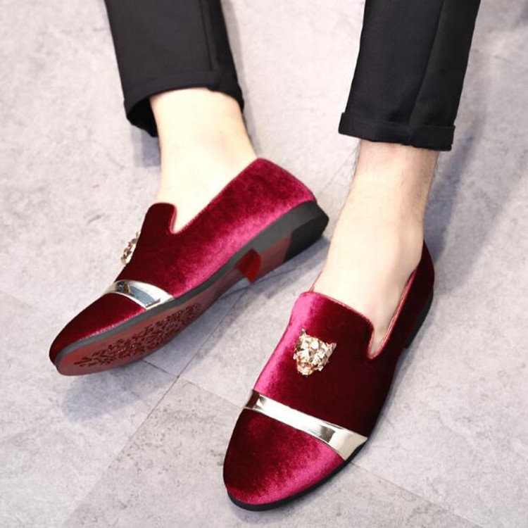 Pointy Lazy Set Foot Nightclub Men British Leather Shoes, Size:42(Redโ
)