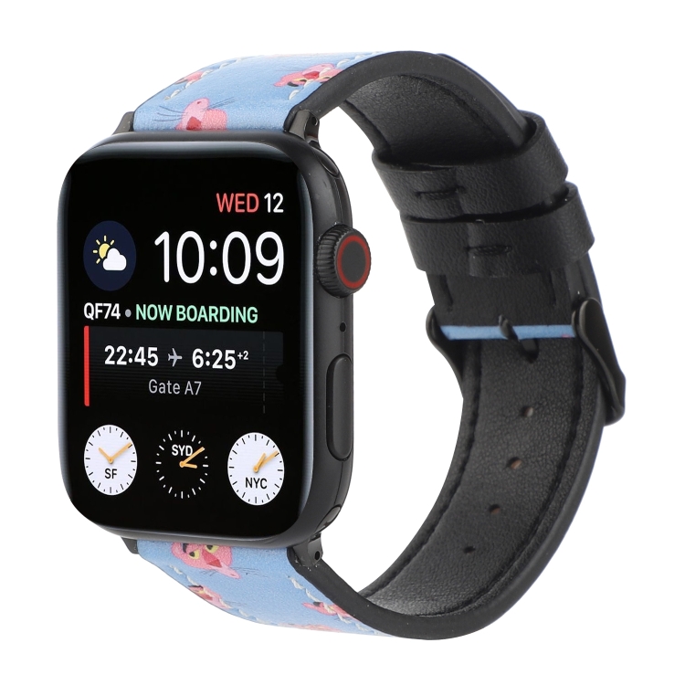Printed Leather Watch Band For Apple Watch Series 9&8&7 41mm / SE 3&SE 2&6&SE&5&4 40mm / 3&2&1 38mm(D)