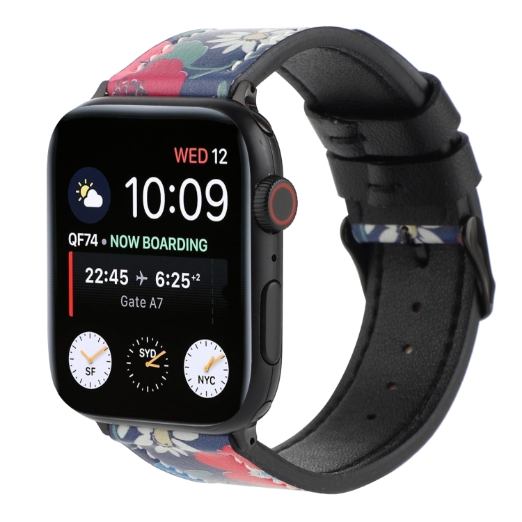 Printed Leather Watch Band For Apple Watch Series 9&8&7 41mm / SE 3&SE 2&6&SE&5&4 40mm / 3&2&1 38mm(F)
