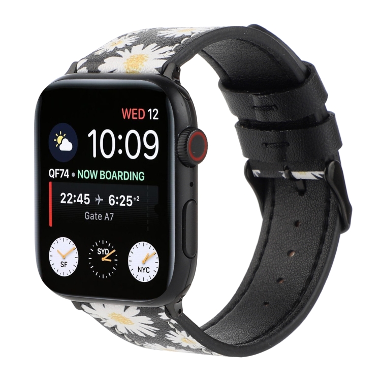 Printed Leather Watch Band For Apple Watch Series 9&8&7 41mm / SE 3&SE 2&6&SE&5&4 40mm / 3&2&1 38mm(J)