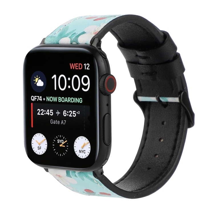 Printed Leather Watch Band For Apple Watch Ultra 49mm&Watch Ultra 2 49mm / Series 9&8&7 45mm / SE 3&SE 2&6&SE&5&4 44mm / 3&2&1 42mm(N)