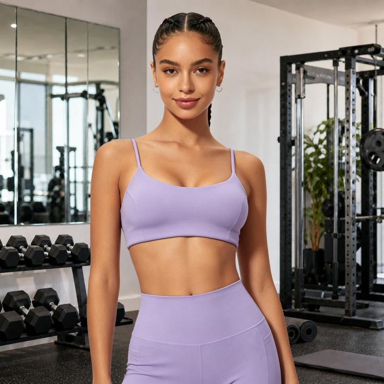 Quick-Dry Strap Yoga Top Women Backless Sports Bra & Fitness Top, Size: M(Purple)