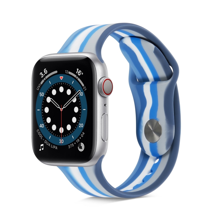 Rainbow Silicone Strap Watch Band For Apple Watch Series 7 45mm / 6 & SE & 5 & 4 44mm / 3 & 2 & 1 42mm(2)