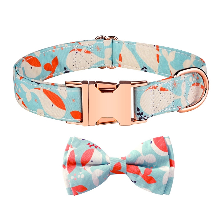 Rose Gold Buckle Pet Detachable Bow Collar, Size: S 1.5x28-40cm(Orange Whale Love)