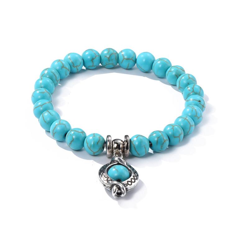 S2212-1 Eyes Women Beaded Bracelet Turquoise Ethnic Style Charm Jewelry