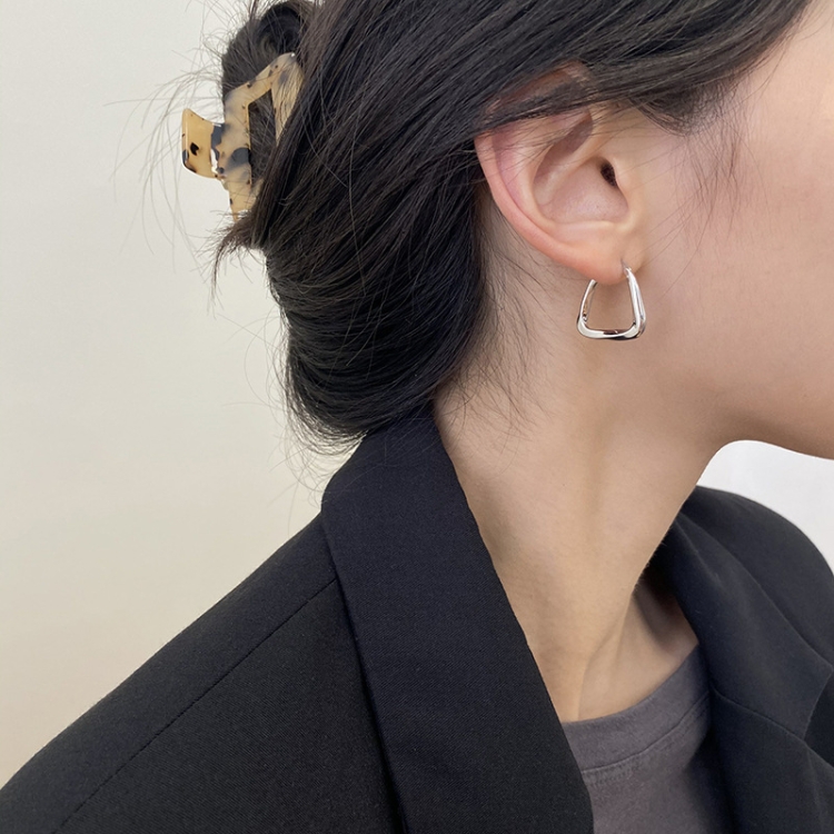 S925 Silver Needle Earbuckle Womens Frosty Style Simple Temperament Stud Earrings Small Silver