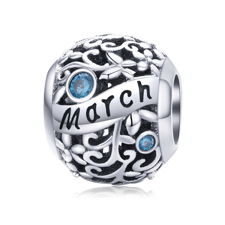 S925 Sterling Silver 12 Birthstone DIY Bracelet Necklace Accessories, Style:March