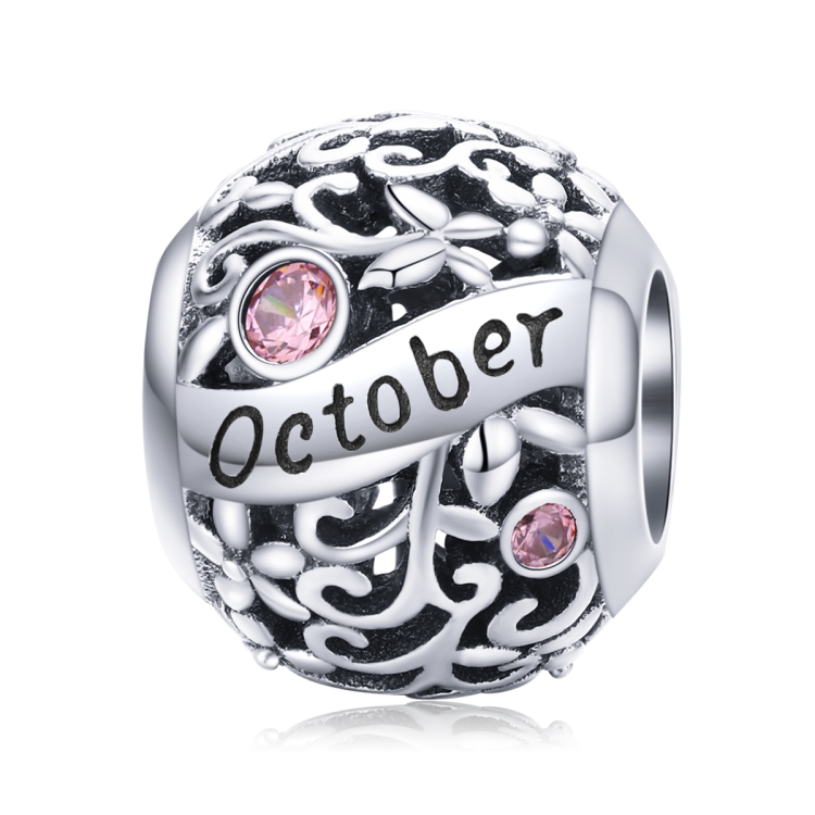 S925 Sterling Silver 12 Birthstone DIY Bracelet Necklace Accessories, Style:October