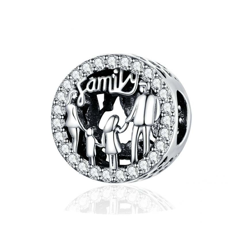 S925 Sterling Silver Beads DIY Bracelet Charm Family Hollow Jewelry Accessories