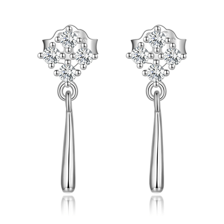 S925 Sterling Silver Bright Ear Stud Women Earrings(Silver)
