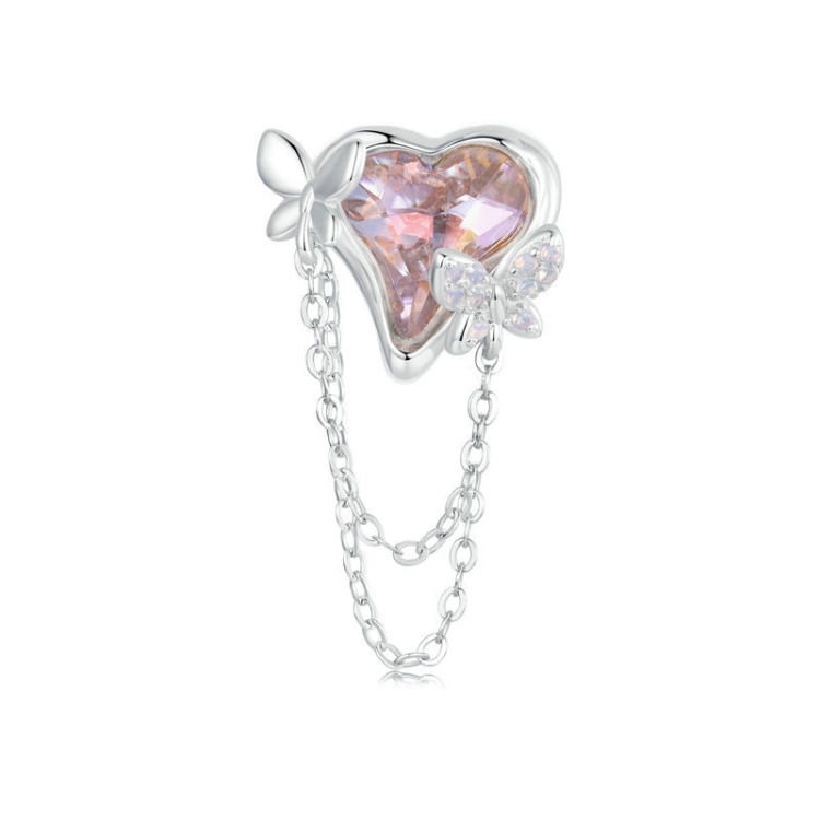 S925 Sterling Silver Butterfly Dance Tassel Opal DIY Beads(BSC986)