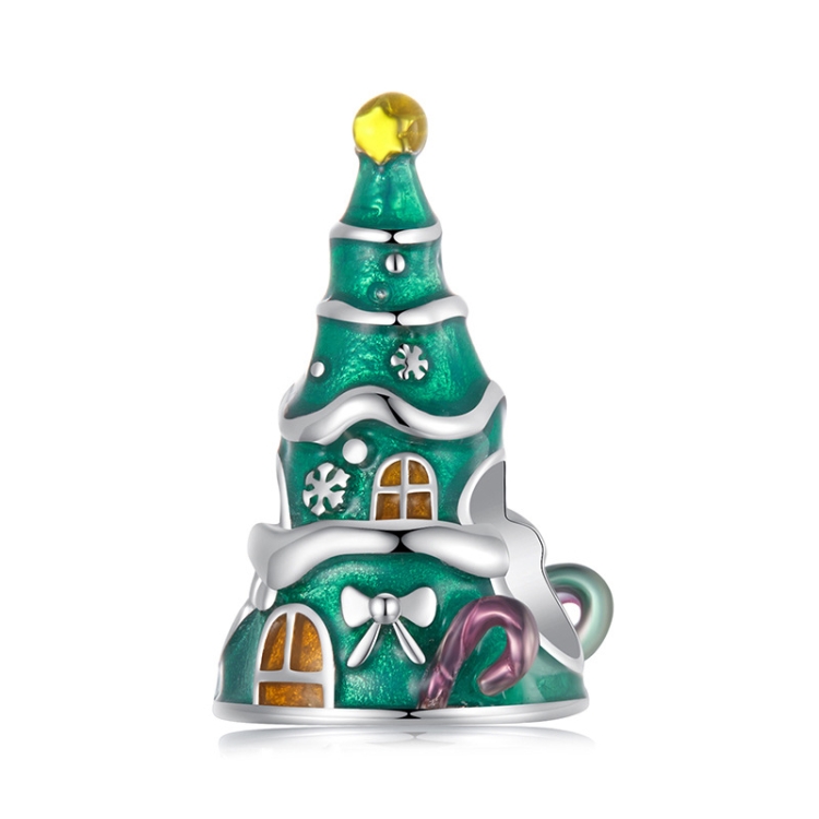 S925 Sterling Silver Christmas Tree House Bracelet Beads Jewelry Beads(SCC2916)