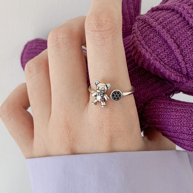S925 Sterling Silver Cool Style Ladies Combination Ring, Specification:J1658