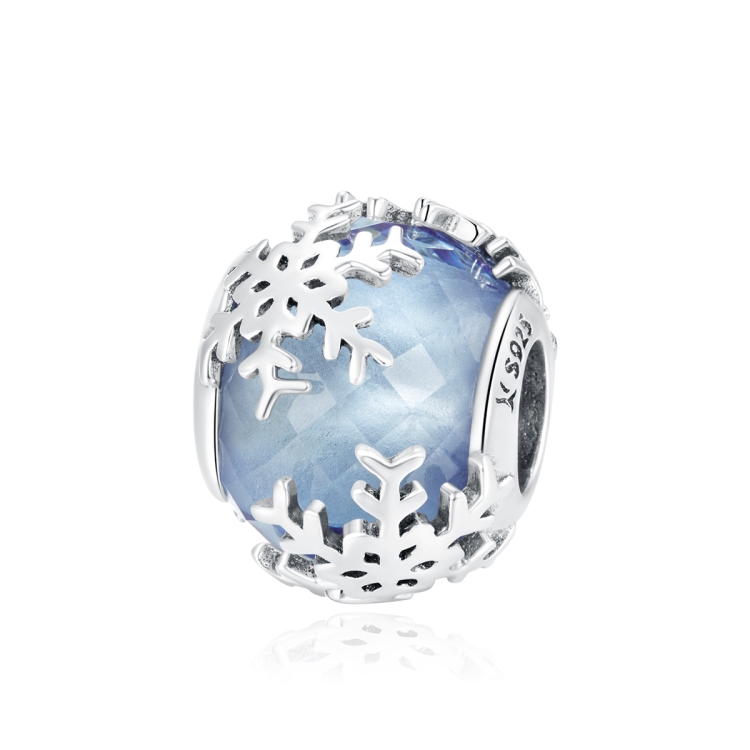S925 Sterling Silver Crystal Snowflake Beads DIY Bracelet Necklace Accessories