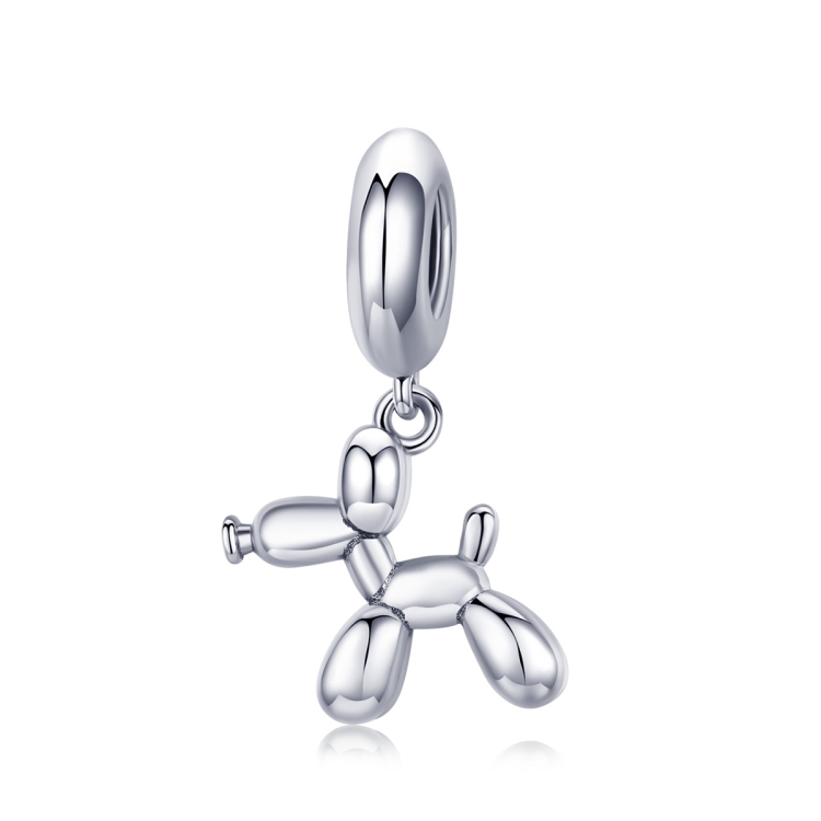 S925 Sterling Silver Cute Balloon Dog Charm DIY Bracelet Accessory, Style:Bead