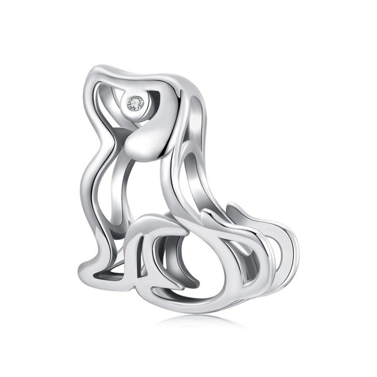S925 Sterling Silver Cute Hollow Dog Beads Animal Bracelet Accessories(SCC2952)