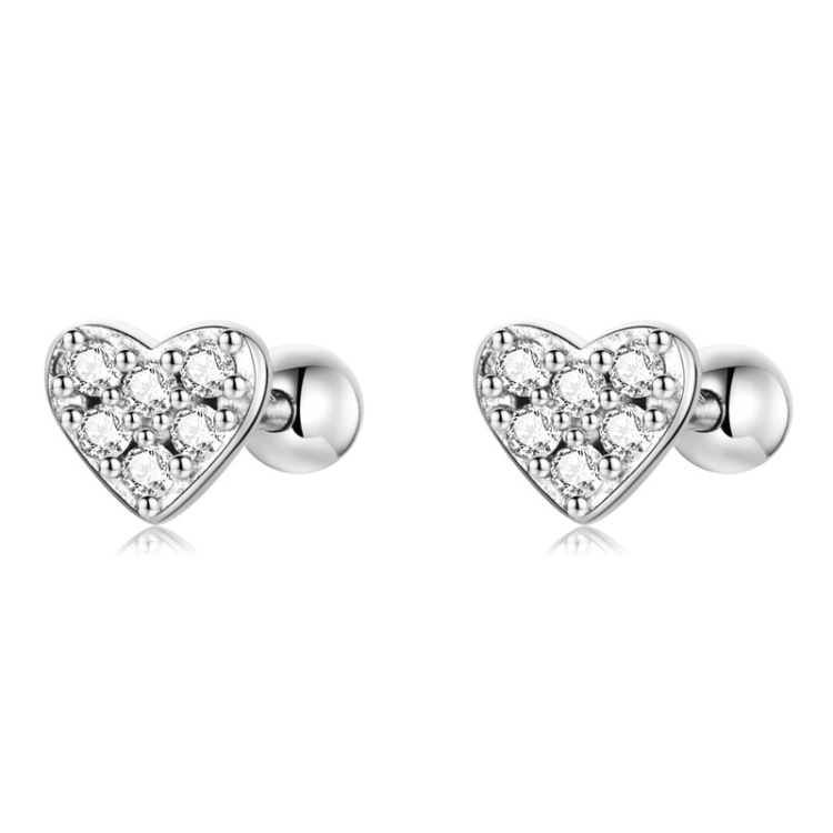 S925 Sterling Silver Electroplated Zircon Love Earrings(SCE1298)
