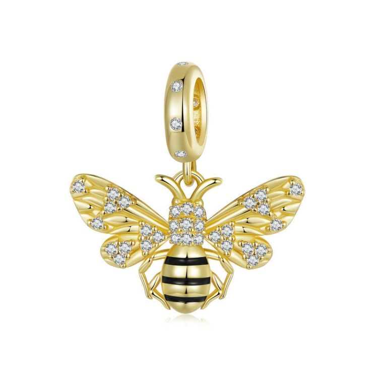 S925 Sterling Silver Gold-Plated Bee DIY Bracelet Pendant(BSC1035)