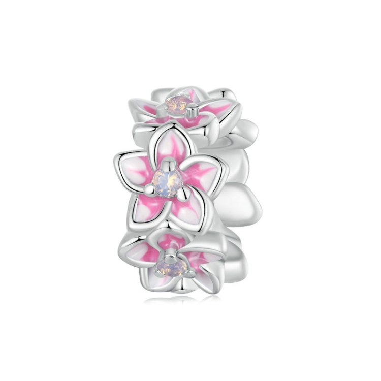 S925 Sterling Silver Gradient Cherry Blossom DIY Spacer Beads(SCC2818)