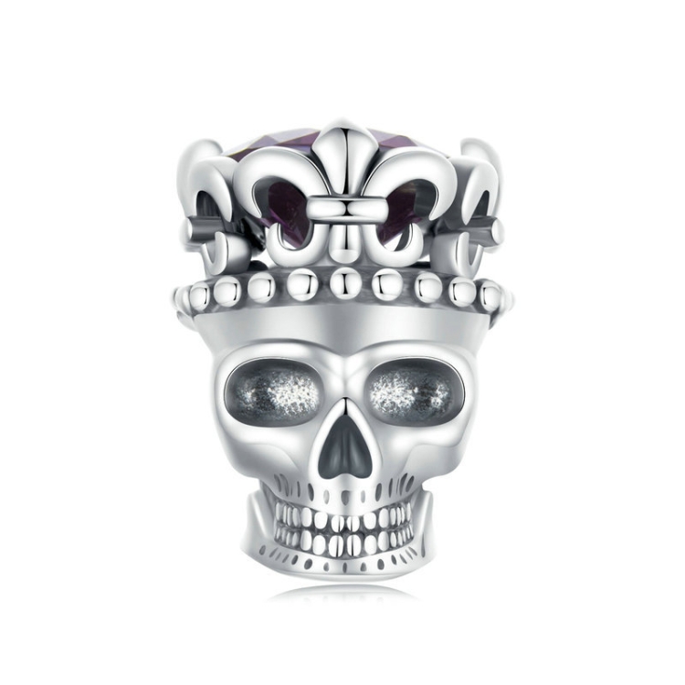 S925 Sterling Silver Halloween Ornament Skull DIY Beads(SCC2726)