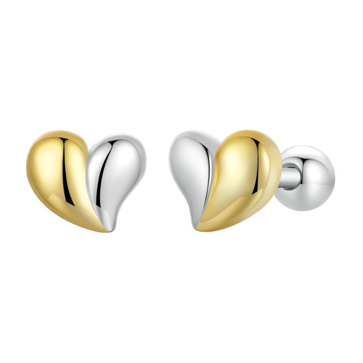 S925 Sterling Silver Heart Earrings Platinum-plated Earrings(BSE1089)