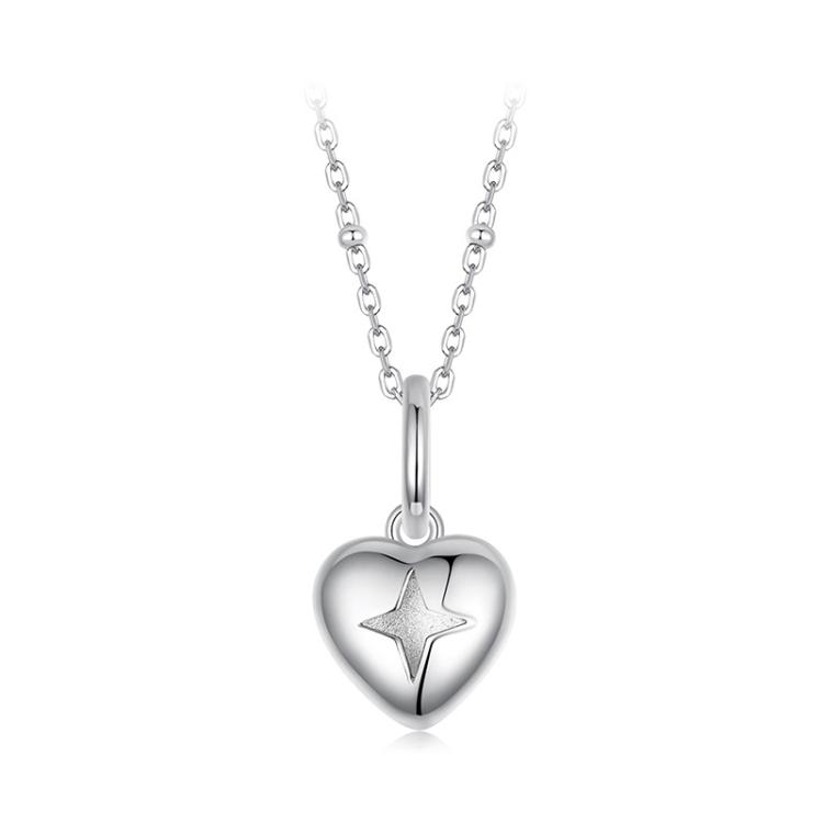 S925 Sterling Silver Heart Jewelry Necklace(BSN421)