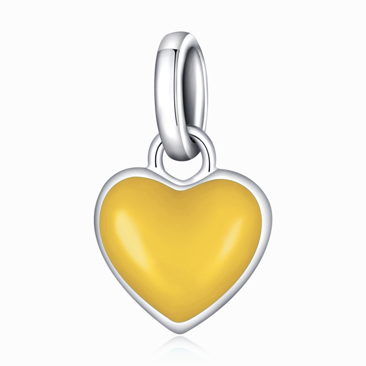 S925 Sterling Silver Heart Pendant DIY Bracelet Necklace Accessories(Yellow)