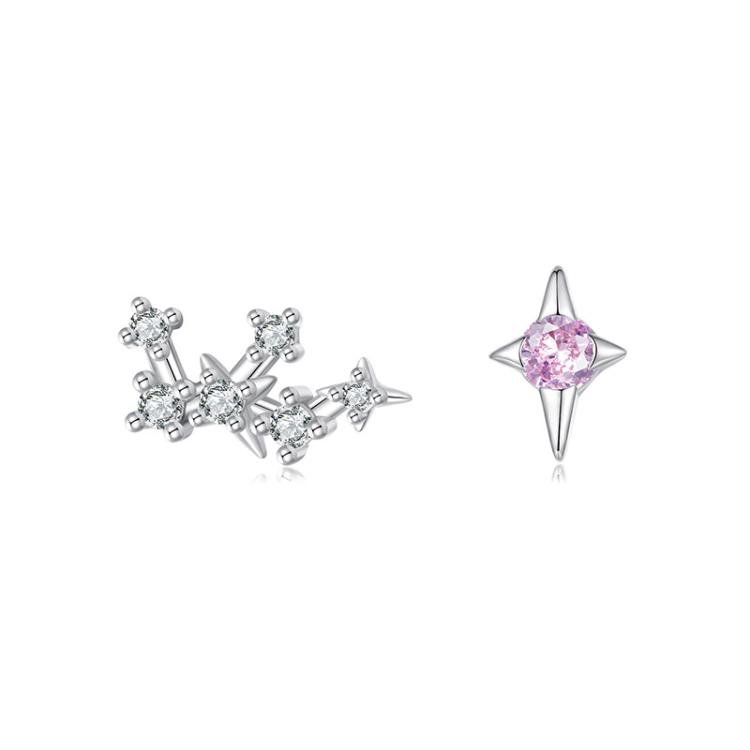 S925 Sterling Silver Inlaid Zircon Twelve Constellation Earrings, Spec: Sagittarius
