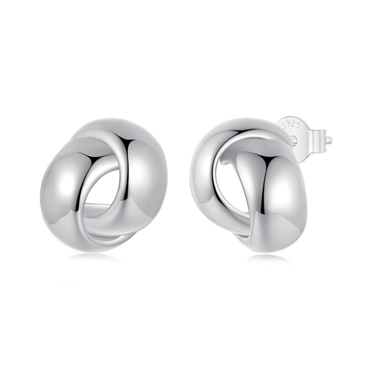 S925 Sterling Silver Metal Braided Earrings(BSE1115)