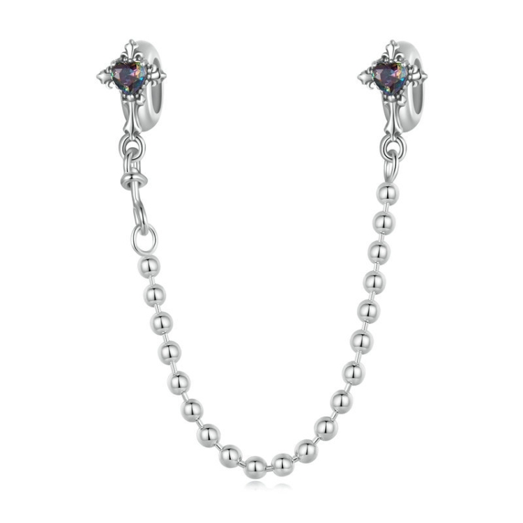 S925 Sterling Silver Oxidized Cross Safety Chain Bracelet Accessories(BSC1060)