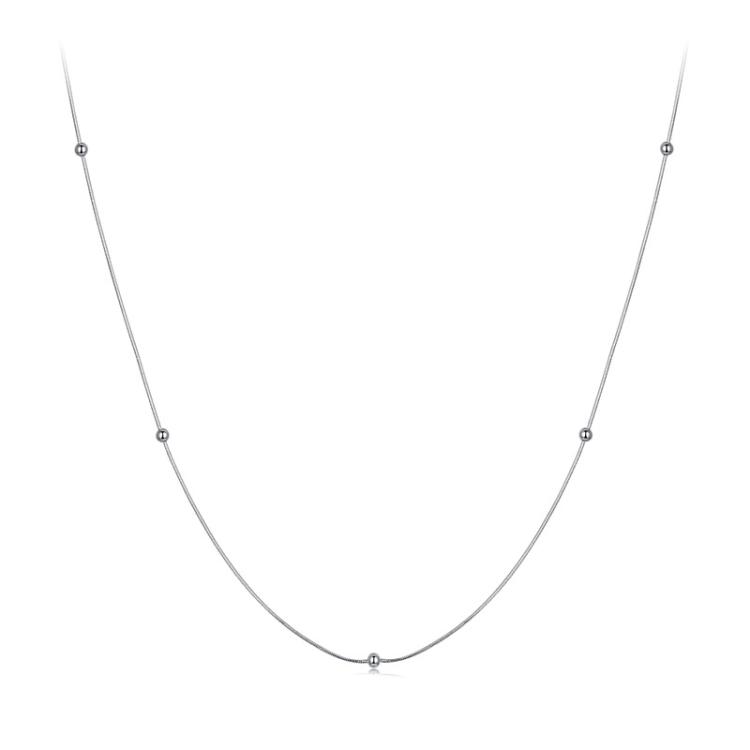 S925 Sterling Silver Plated Platinum Thin Snake Bone Necklace(BSN409)