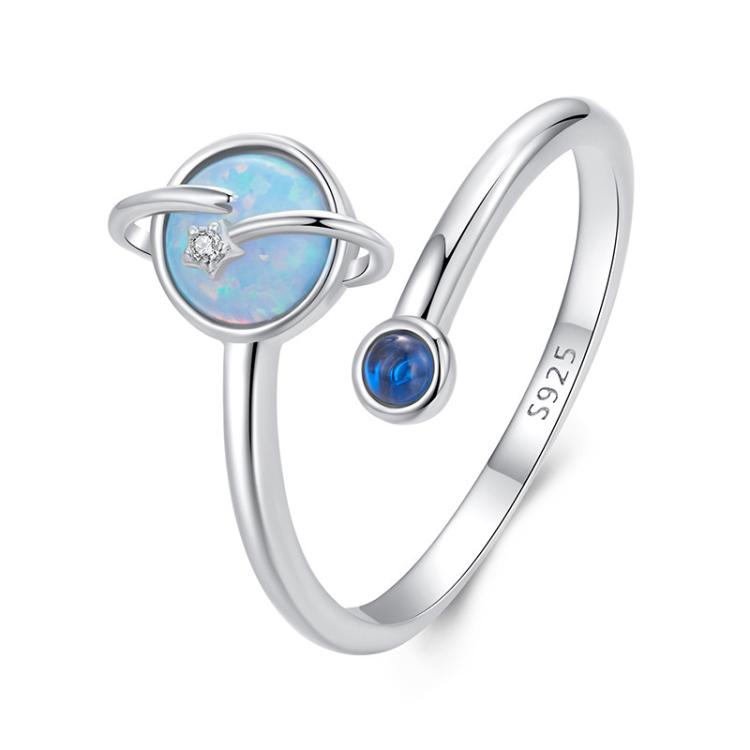 S925 Sterling Silver Platinum-Plated Fantasy Mysterious Planet Open Adjustable Ring(SCR1087-E)
