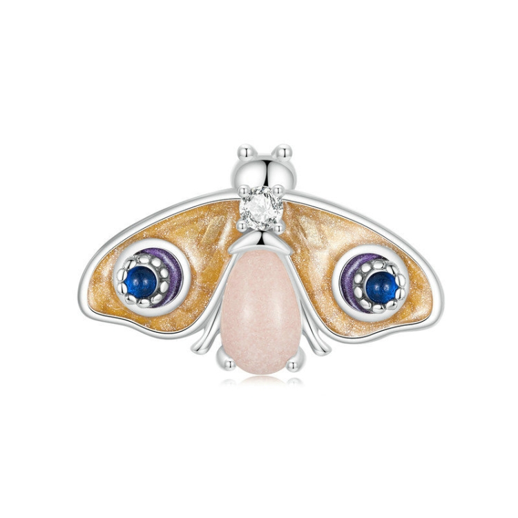 S925 Sterling Silver Platinum Plated Luminous Butterfly Silicone DIY Beads(SCC2733)