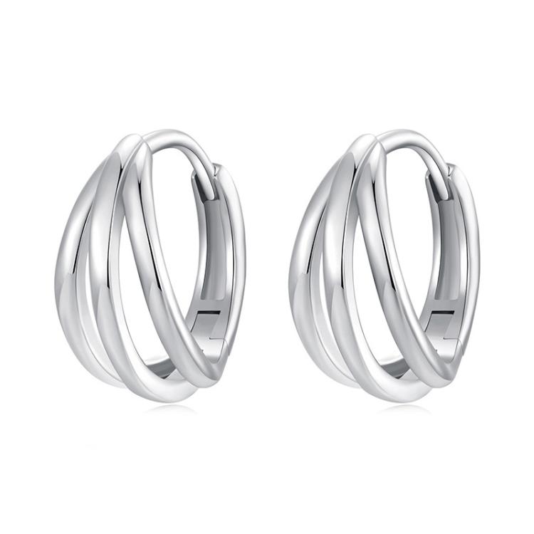 S925 Sterling Silver Platinum-plated Multi-layer Line Three-dimensional Earrings(BSE1125)
