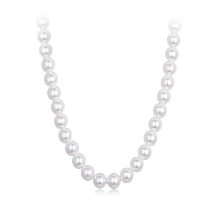 S925 Sterling Silver Platinum-Plated Pearl Necklace, Color: 5mm