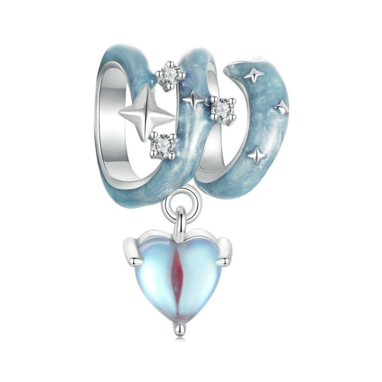 S925 Sterling Silver Platinum-plated Starry Sky Love DIY Beads(SCC2710)