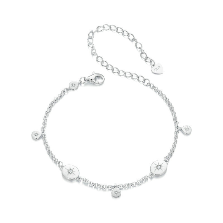 S925 Sterling Silver Platinum-plated Sun Bracelet(BSB182)