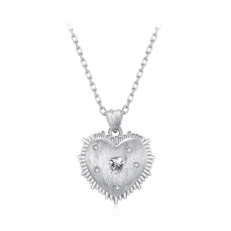S925 Sterling Silver Retro Heart-shaped Clavicle Necklace(SCN532)