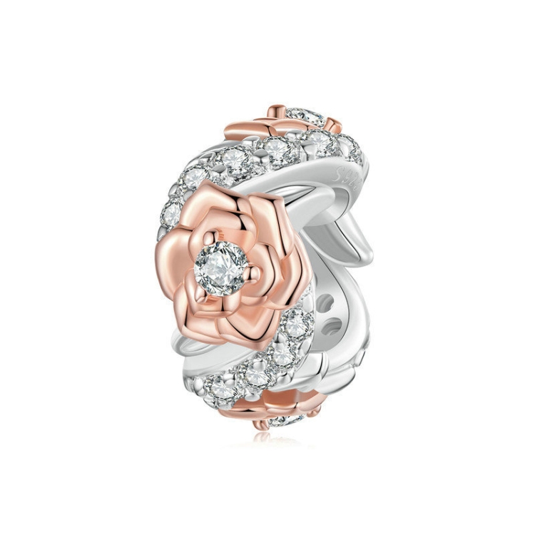 S925 Sterling Silver Rose Bracelet DIY Beaded Accessories(BSC1010)
