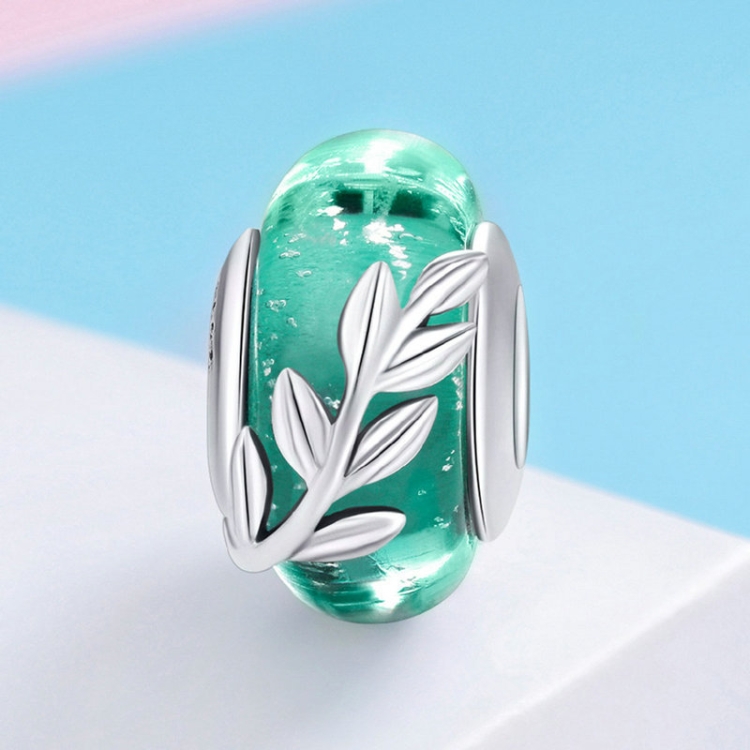 S925 Sterling Silver Seasons Colored Glass Beads DIY Bracelet Accessories(Green)
