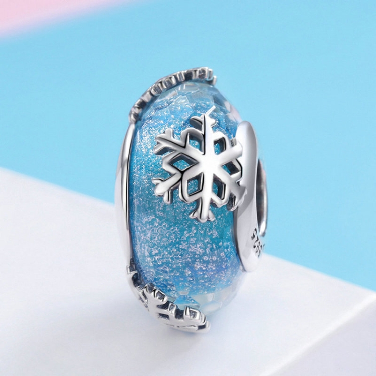S925 Sterling Silver Seasons Colored Glass Beads DIY Bracelet Accessories(Light Blue)